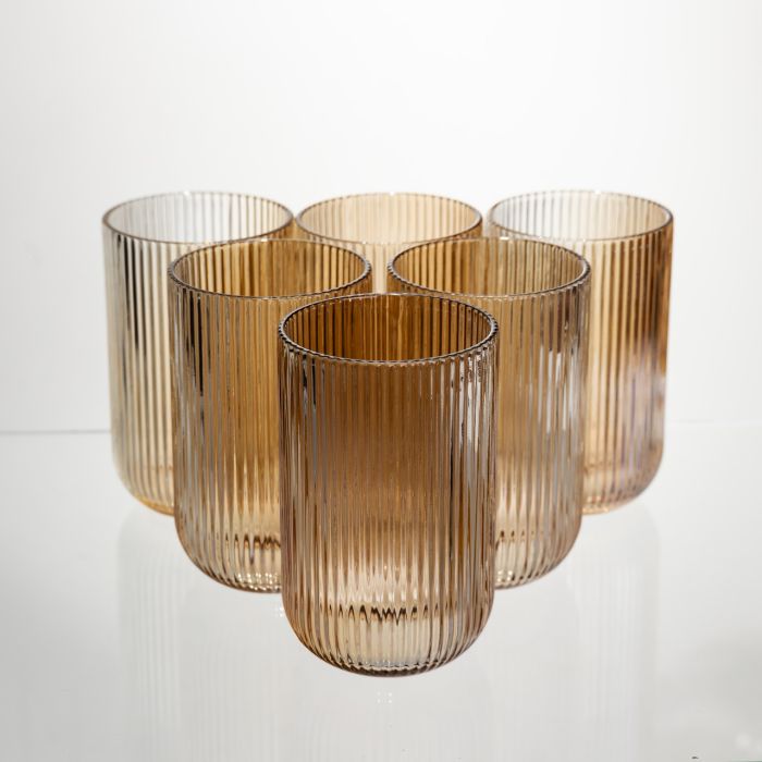 Набір скляних стаканів 6 штук 350 мл універсальних Коричневий Yiwu HP-19-197 (HP-19-197) - изображение 1