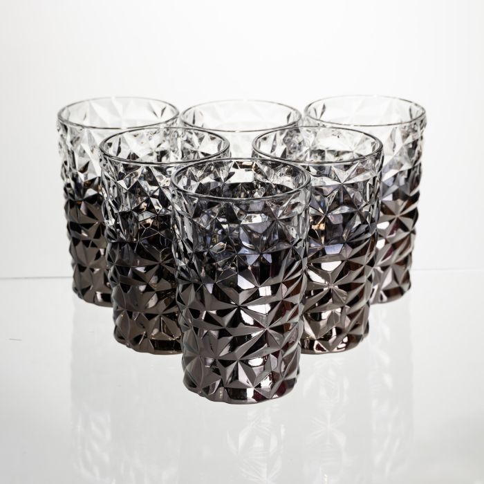 Набір склянок 6 штук 350 мл для лимонадів соку води коктейлів склянки скляні для напоїв Сірий HP-19-183 (HP-19-183) - изображение 1