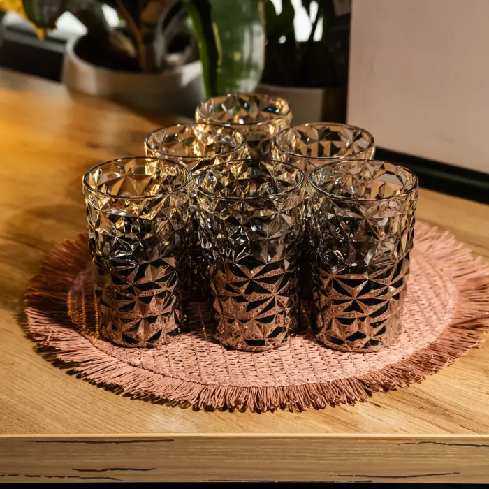 Набір склянок 6 штук 350 мл для лимонадів соку води коктейлів склянки скляні для напоїв Сірий HP-19-183 (HP-19-183) - зображення 3