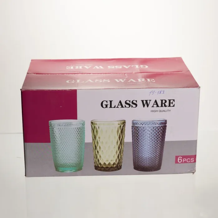 Набір склянок 6 штук 350 мл для лимонадів соку води коктейлів склянки скляні для напоїв Сірий HP-19-183 (HP-19-183) - зображення 4