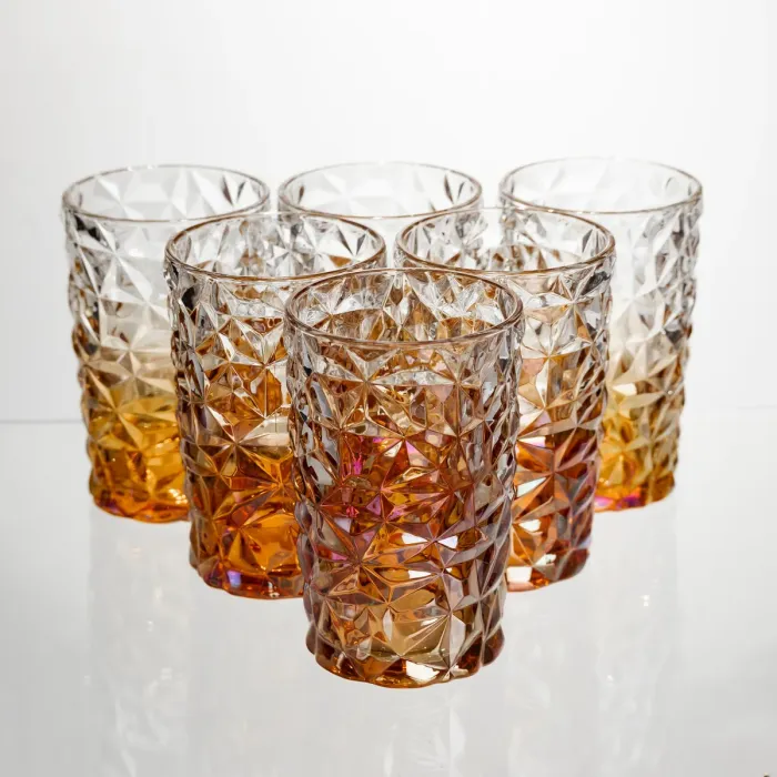 Набір скляних стаканів 6 штук 350 мл Золотистий Yiwu HP-19-191 (HP-19-191) - зображення 1