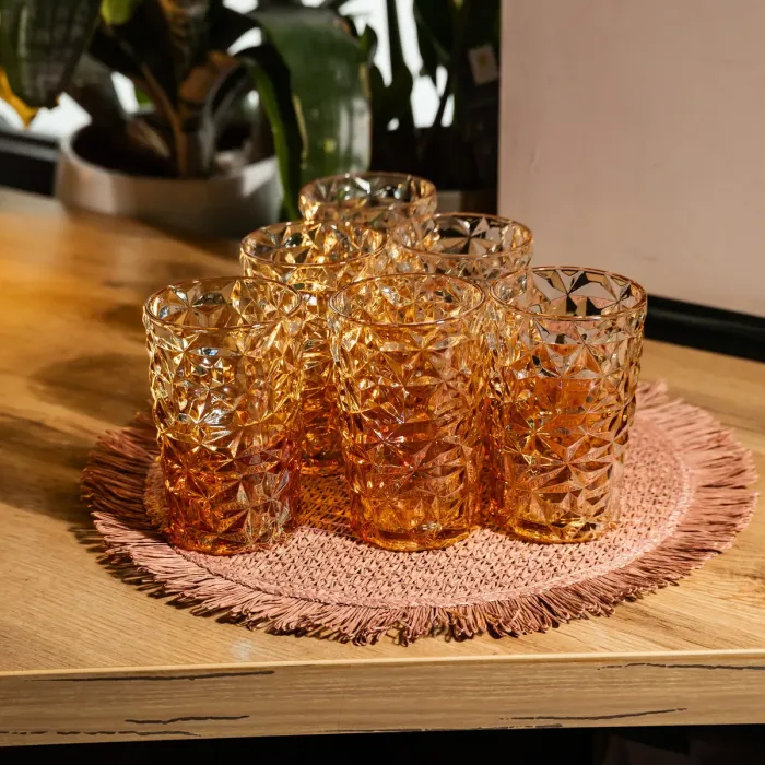 Набір скляних стаканів 6 штук 350 мл Золотистий Yiwu HP-19-191 (HP-19-191) - зображення 3