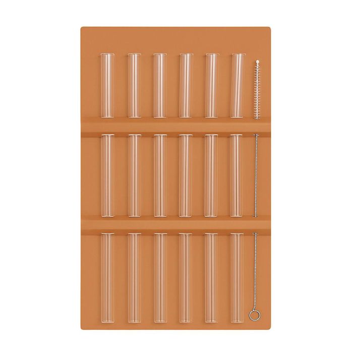 Набір скляних соломинок 7 штук з щіточкою боросилікатне скло 64486-81 (64486-81) - изображение 1