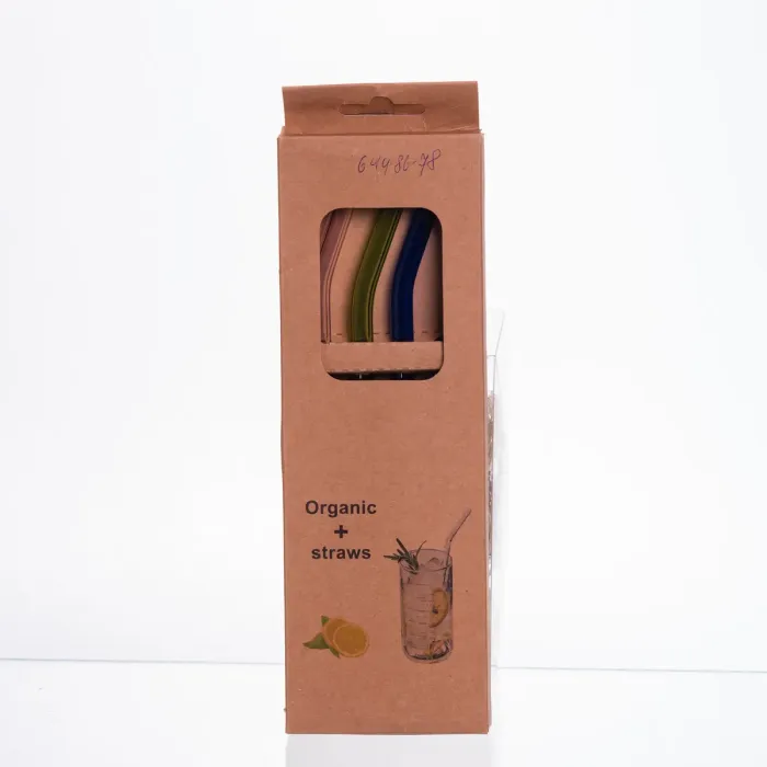 Набір скляних соломинок із щіточкою, багаторазові трубочки для коктейлів напоїв (3+1) 64486-78 (64486-78) - зображення 2