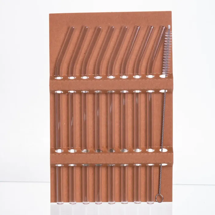 Набір скляних соломинок із щіточкою, багаторазові трубочки для коктейлів напоїв (8+1) 64486-83 (64486-83) - зображення 1