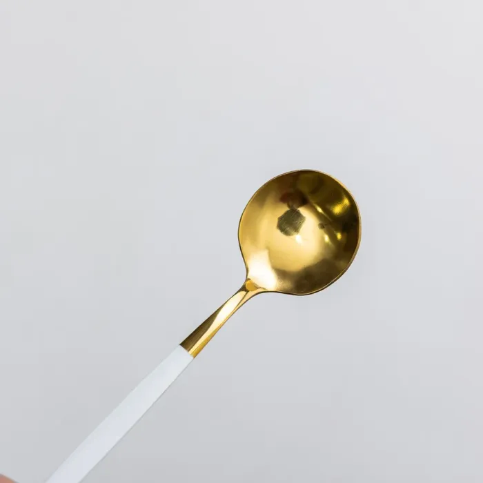 Набір столових ложок 6 штук ложки столові з нержавійки 21 см Білий із золотом (HP-20-8) - изображение 3