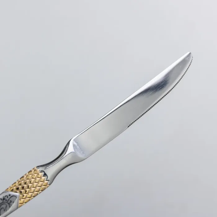Набір столових ножів 6 штук ножі сервірувальні з нержавіючої сталі 22.7 см Срібло з золотом (HP-20-36) - изображение 3