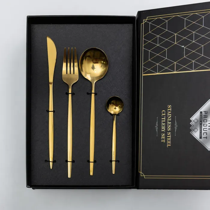 Набір столових приборів 24 предмети набір ложок виделок і ножів на 6 персон Золотистий (HP-20-43) - зображення 2