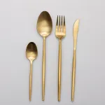 Набір столових приборів 24 предмети столовий набір на 6 персон Золотистий (HP-20-17)