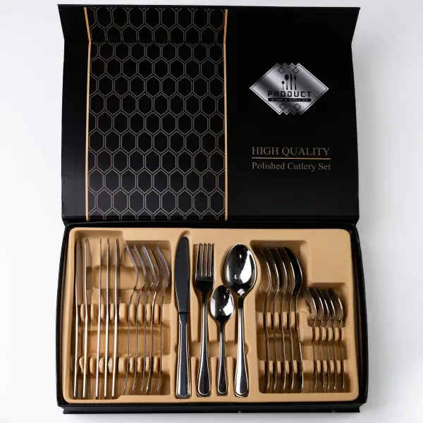 Набір столових приборів із нержавіючої сталі на 6 персон 24 предмети столова ложка виделка ніж HP-16978-25 (HP-16978-25) - изображение 2
