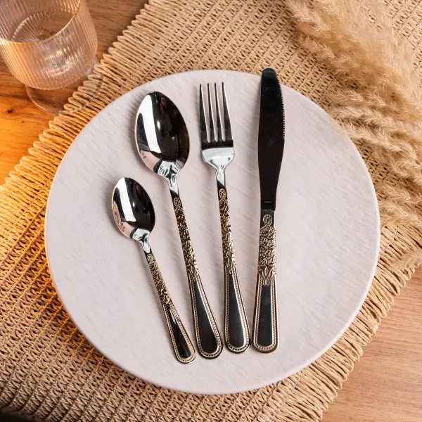 Набір столових приборів із нержавіючої сталі на 6 персон столова виделка ложка ніж в подарунковій упаковці HP-16978-24 (HP-16978-24) - изображение 1