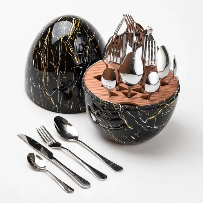 Набір столових приладів на 6 персон із нержавіючої сталі 24 штуки з підставкою "Яйце" (HP7887) - изображение 3