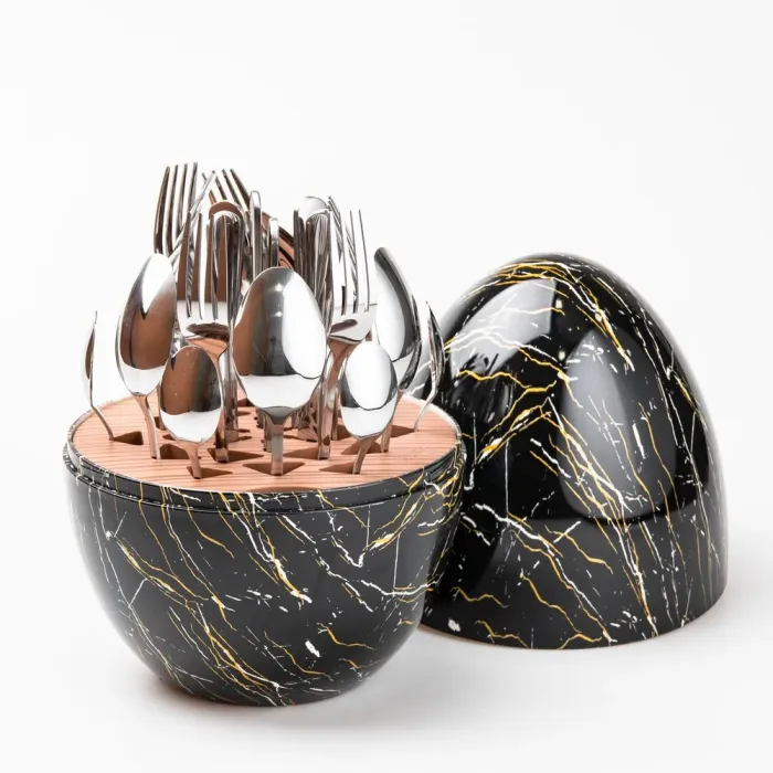 Набір столових приладів на 6 персон із нержавіючої сталі 24 штуки з підставкою "Яйце" (HP7887) - изображение 1