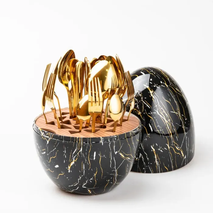 Набор столовых приборов на подставке на 6 персон 29 х 19.5 см хорошие столовые приборы 24 шт. - изображение 4