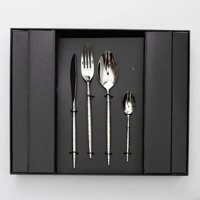 Набір столових приборів золото на 6 персон 24 предмети ложки, виделки, ножі Срібло (HP-20-14) - зображення 3