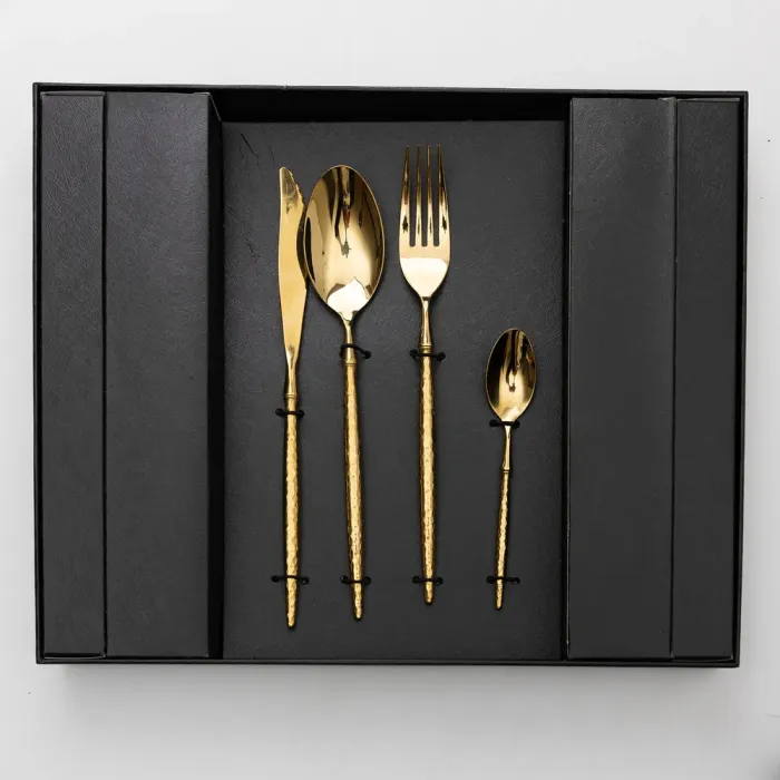 Набір столових приборів золото на 6 персон 24 предмети ложки, виделки, ножі Золото (HP-20-15) - изображение 2