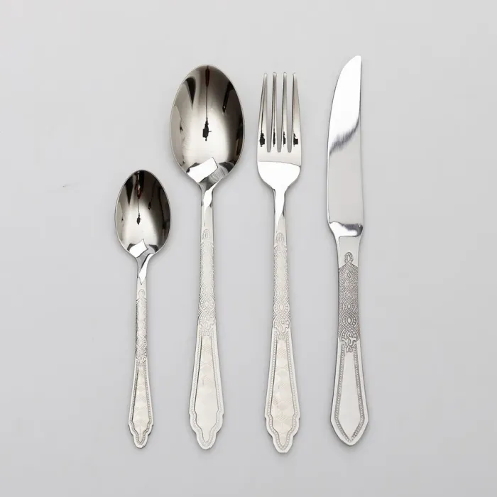 Набір столових приборів золото на 6 персон комплект столових приборів 24 предмети Срібло (HP-20-63) - изображение 3