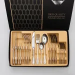 Набір столових приладів золото на 6 персон комплект столових приладів 24 предмети Срібло із золотом (HP-20-64)