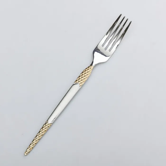 Набір столових виделок 6 штук виделка з нержавіючої сталі 21 см Срібло з золотом (HP-20-38) - изображение 2