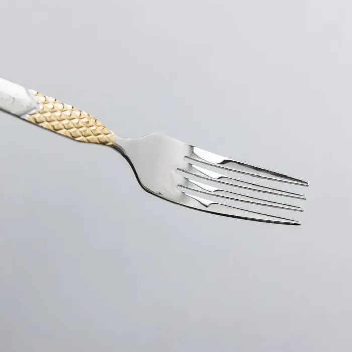 Набір столових виделок 6 штук виделка з нержавіючої сталі 21 см Срібло з золотом (HP-20-38) - изображение 3