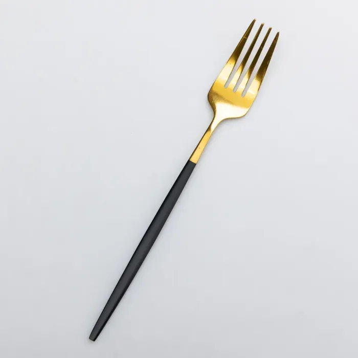 Набір столових виделок 6 штук виделка столова з нержавіючої сталі 21.5 см Чорний із золотом (HP-20-4) - изображение 2