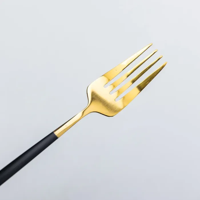 Набір столових виделок 6 штук виделка столова з нержавіючої сталі 21.5 см Чорний із золотом (HP-20-4) - изображение 3