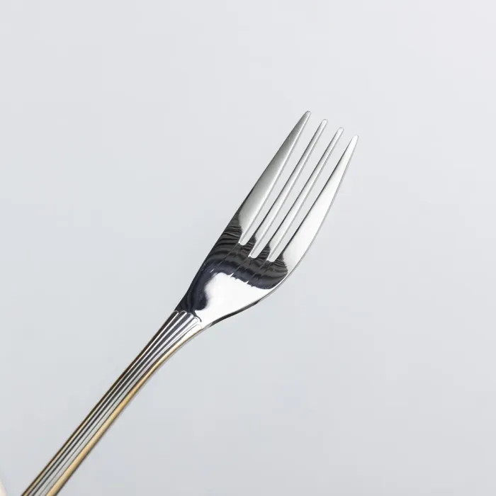 Набір столових виделок 6 штук виделки кухонні з нержавіючої сталі 20.5 см Срібло із золотим обрамленням (HP-20-32) - изображение 2