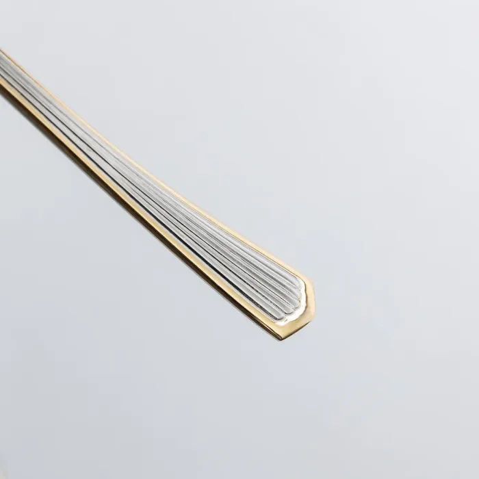 Набір столових виделок 6 штук виделки кухонні з нержавіючої сталі 20.5 см Срібло із золотим обрамленням (HP-20-32) - изображение 3