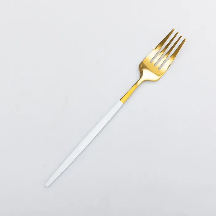Набір столових виделок 6 штук виделки кухонні з нержавіючої сталі 21.5 см Білий із золотом (HP-20-9) - изображение 2