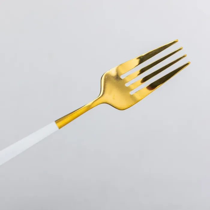 Набір столових виделок 6 штук виделки кухонні з нержавіючої сталі 21.5 см Білий із золотом (HP-20-9) - изображение 3