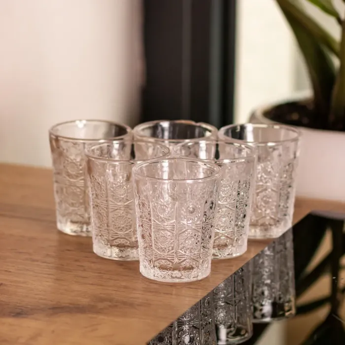 Набір скляних стаканів 6 шт по 50 мл з візерунком, прозорі HP-19-132 (HP-19-132) - изображение 4