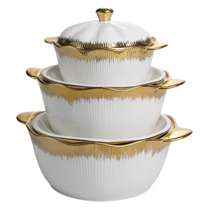 Набір супниць порцелянових 3 (шт) 0.8/1.8/2.5 (л) з позолотою XYL216-4A (XYL216-4A) - зображення 5