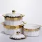 Набір супниць порцелянових 3 (шт) 1.5/2/3 (л)  каструлі бульйонниці з кришкою та ручками для дому та ресторану з позолотою ML-T26-3 (ML-T26-3)
