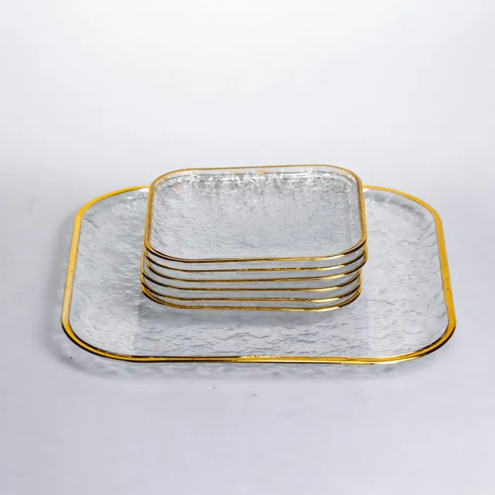 Набір тарілок Golden Prism 7 предметів із золотою оконтовкою Yiwu HP-34-84 (HP-34-84) - зображення 1