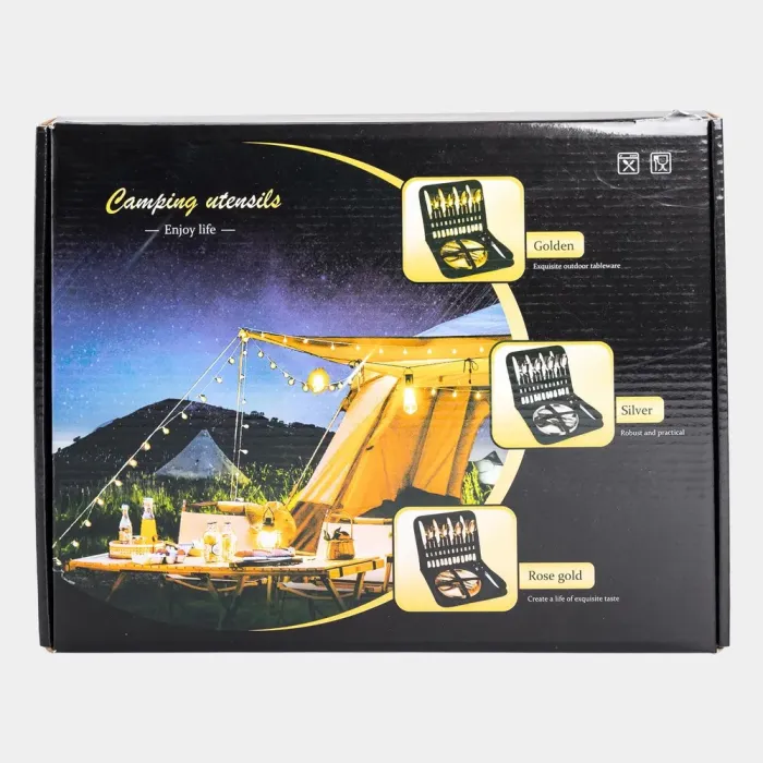 Набір туристичного посуду на 4 персони посуд для походу, пікніка 24 предмети в чохлі з нержавійки Срібло (HP-20-68) - зображення 10