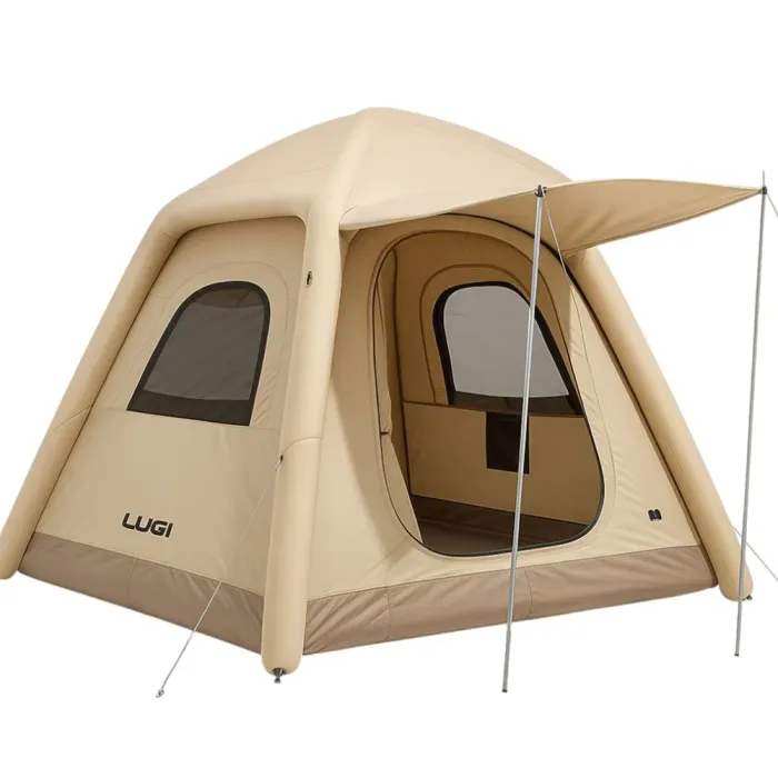 Надувний 3-місний намет 230×230×150 (см) для туризму та риболовлі намет з надувним каркасом Бежевий LU-021 (LU-021) - изображение 1