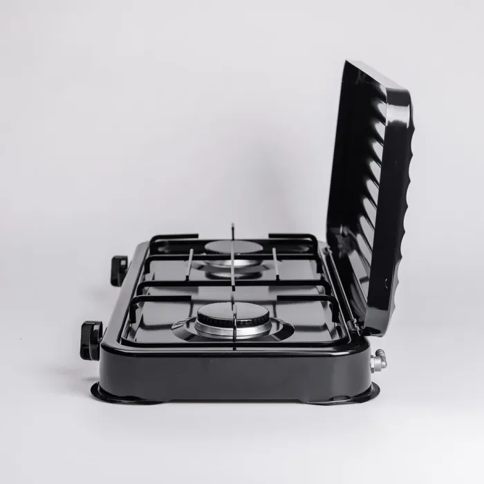 Настольная газовая плита на 2 конфорки 4.4 кВт мини газовая плита для баллонного газа Черная Sokany (SK-6002B) - изображение 3