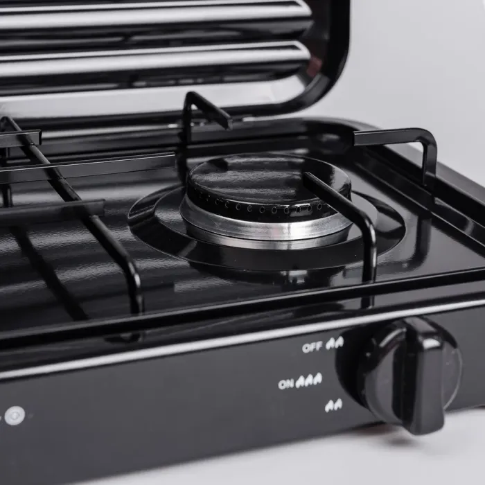 Настольная газовая плита на 2 конфорки 4.4 кВт мини газовая плита для баллонного газа Черная Sokany (SK-6002B) - изображение 7