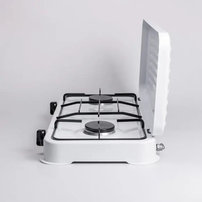 Настольная газовая плита на 2 конфорки мини газовая плита для баллонного газа Белая Sokany (SK-6002W) - изображение 2