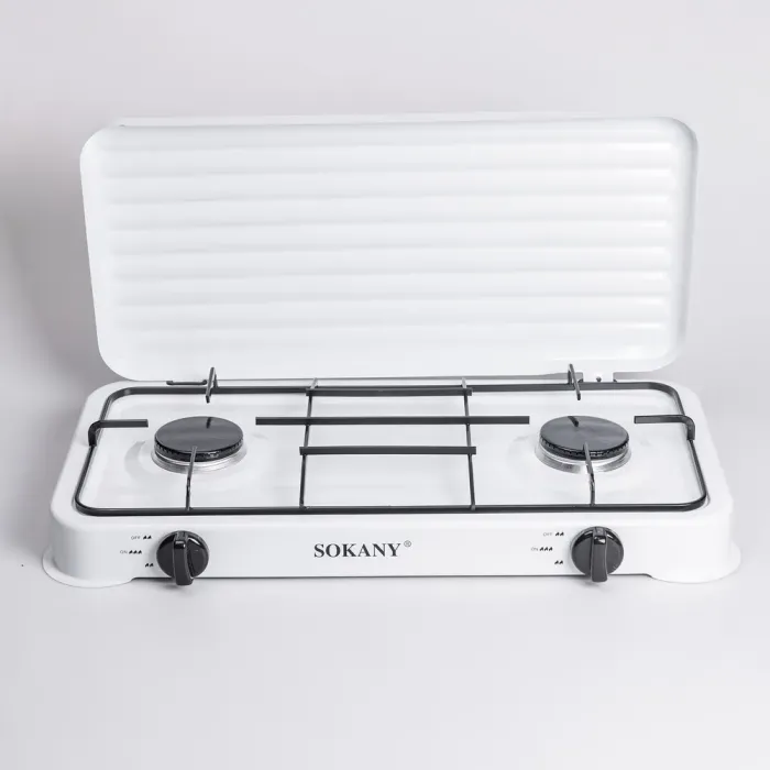 Настольная газовая плита на 2 конфорки мини газовая плита для баллонного газа Белая Sokany (SK-6002W) - изображение 3