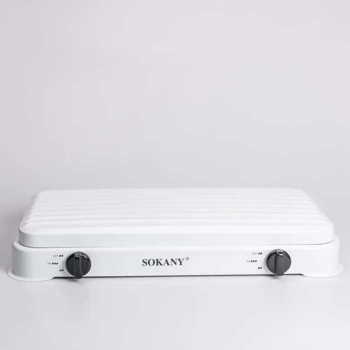 Настольная газовая плита на 2 конфорки мини газовая плита для баллонного газа Белая Sokany (SK-6002W) - изображение 4