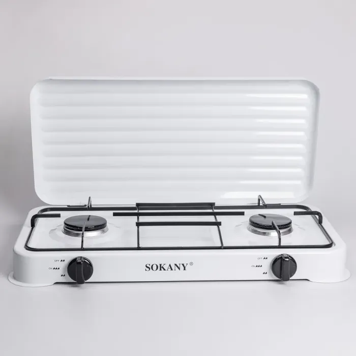 Настольная газовая плита на 2 конфорки мини газовая плита для баллонного газа Белая Sokany (SK-6002W) - изображение 5