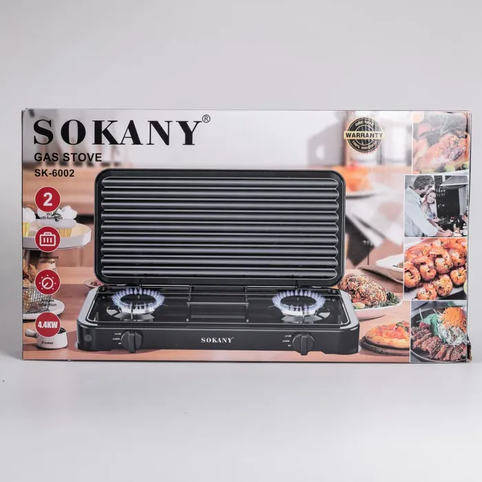 Настольная газовая плита на 2 конфорки мини газовая плита для баллонного газа Белая Sokany (SK-6002W) - изображение 10