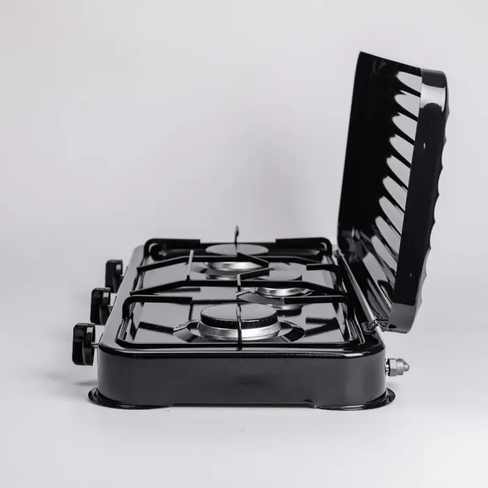 Настольная газовая плита на 3 конфорки мини газовая плита для баллонного газа Черная Sokany (SK-6003B) - изображение 5
