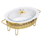 Настільна мармітниця 32×23×14 (см) порцелянова 1.2 (л) на металевій підставці HP-26-8 (HP-26-8)