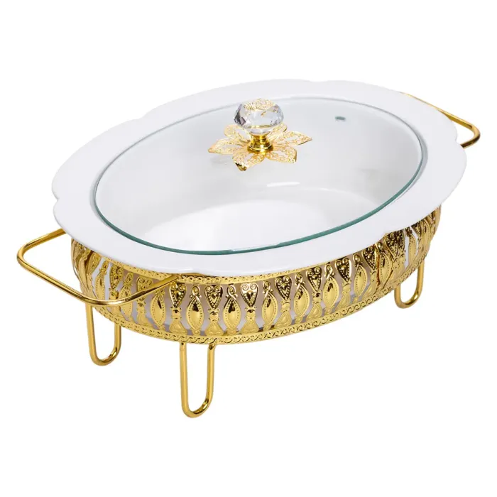 Настільна мармітниця 32×23×14 (см) порцелянова 1.2 (л) на металевій підставці HP-26-8 (HP-26-8) - зображення 1