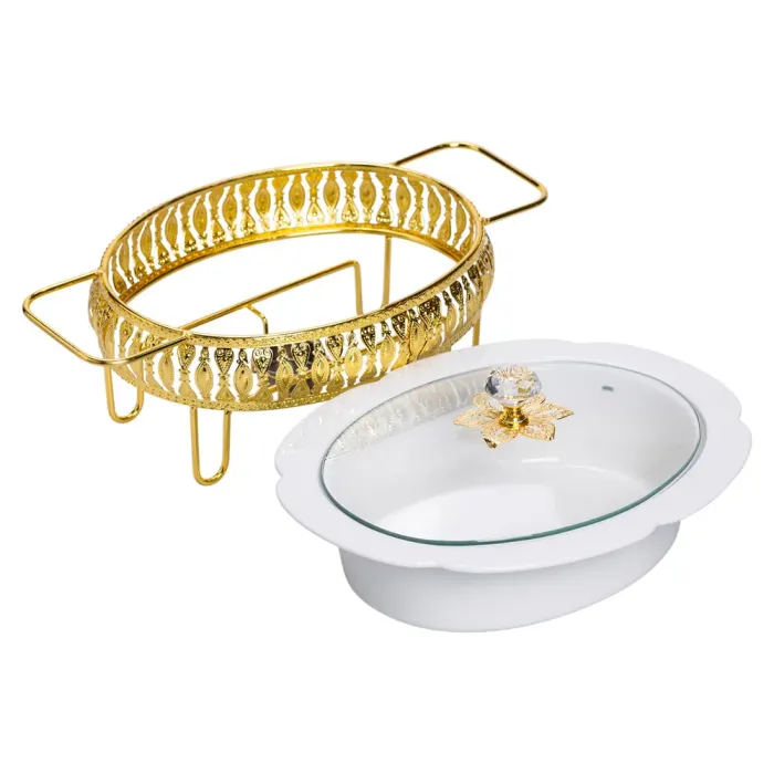 Настільна мармітниця 32×23×14 (см) порцелянова 1.2 (л) на металевій підставці HP-26-8 (HP-26-8) - зображення 3