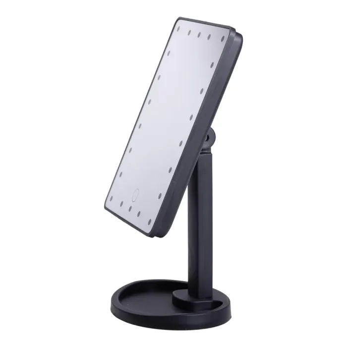 Настільне дзеркало з підсвічуванням 22 LED для макіяжу 21х16 см прямокутне на ніжці USB Чорне (HP-10-4AB) - изображение 1