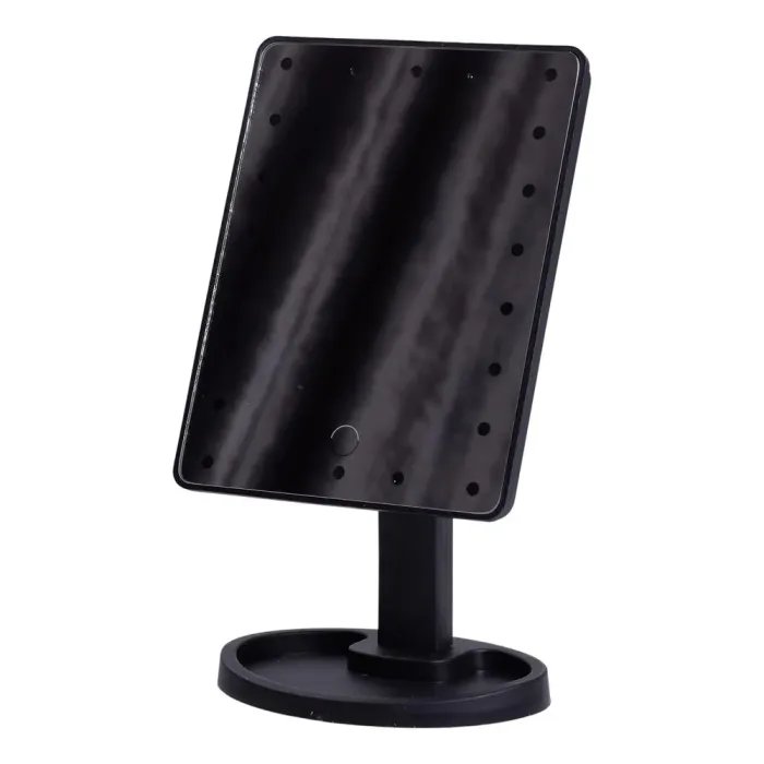 Настільне дзеркало з підсвічуванням 22 LED для макіяжу 21х16 см прямокутне на ніжці USB Чорне (HP-10-4AB) - изображение 4