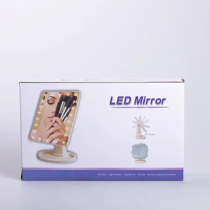 Настільне дзеркало з підсвічуванням 22 LED для макіяжу 21х16 см прямокутне на ніжці USB Чорне (HP-10-4AB) - изображение 6